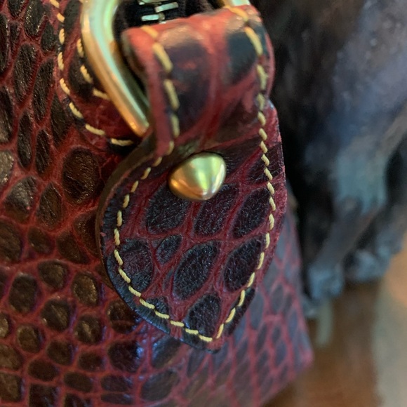 Dooney & Bourke Wine Leather Embossed Satchel - Picture 3 of 7